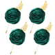 Faux-Satin-Rosen-Boutonniere-Brosche mit Goldblatt
