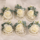 Forest-Style Artificial Ivory Rose Wrist Corsage And Beaded Boutonniere Set