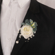 Forest-Style Artificial Ivory Rose Wrist Corsage And Beaded Boutonniere Set
