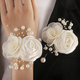 Lace Satin Rose Pearl Boutonniere Wedding Brooch