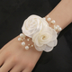 Lace Satin Rose Pearl Boutonniere Wedding Brooch