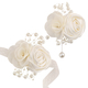 Lace Satin Rose Pearl Boutonniere Wedding Brooch