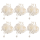Lace Satin Rose Pearl Boutonniere Wedding Brooch