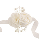 Lace Satin Rose Pearl Boutonniere Wedding Brooch