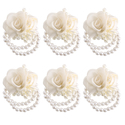 Satin Rose Pearl 3D Flower Brooch Corsage