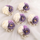 Creamy Rose Light Purple Hand-Beaded Boutonniere Corsage