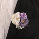 Creamy Rose Light Purple Hand-Beaded Boutonniere Corsage
