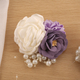 Creamy Rose Light Purple Hand-Beaded Boutonniere Corsage