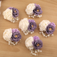Creamy Rose Light Purple Hand-Beaded Boutonniere Corsage