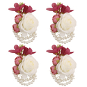 Dark Red Cream Faux Rose Wrist Corsage And Boutonniere Set