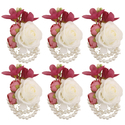 Dark Red Cream Faux Rose Wrist Corsage And Boutonniere Set