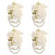 Dark Red Cream Faux Rose Wrist Corsage And Boutonniere Set