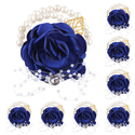Sapphire Blue Wedding Boutonniere And Wrist Flower Set