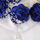 Sapphire Blue Wedding Boutonniere And Wrist Flower Set