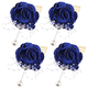 Sapphire Blue Wedding Boutonniere And Wrist Flower Set