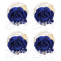 Sapphire Blue Wedding Boutonniere And Wrist Flower Set
