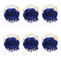 Sapphire Blue Wedding Boutonniere And Wrist Flower Set