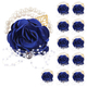 Sapphire Blue Wedding Boutonniere And Wrist Flower Set