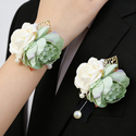 Forest Green Silk Cloth Rose Boutonniere