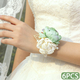Forest Green Silk Cloth Rose Boutonniere