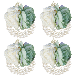 Cream + Grass Green Wrist Flower 4Pcs