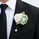 Forest Green Silk Cloth Rose Boutonniere