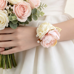 Cream + Pink Wrist Flower (L 8Cm*W 8Cm) 22G