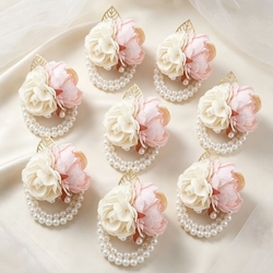 Cream + Pink Wrist Flower 8Pcs