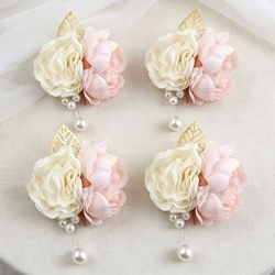 Cream + Pink Corsage 4Pcs