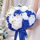 Bouquet de roses en mousse PE bleu royal et blanc avec gypsophile