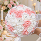 Bouquet de mariée roses en mousse PE rose et blanc avec résille strass