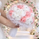 Bouquet de mariée roses en mousse PE rose et blanc avec résille strass