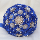 Light Blue Satin Rose Bridal Bouquet With Faux Rhinestone Pearls