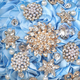 Light Blue Satin Rose Bridal Bouquet With Faux Rhinestone Pearls