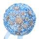 Light Blue Satin Rose Bridal Bouquet With Faux Rhinestone Pearls