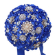 Light Blue Satin Rose Bridal Bouquet With Faux Rhinestone Pearls