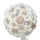 Light Blue Satin Rose Bridal Bouquet With Faux Rhinestone Pearls