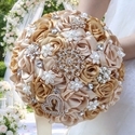 Heart-Shaped Rhinestone Pearl Bridal Bouquet With Ribbon
