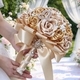 Bouquet de mariée en forme de cœur avec strass et perles et ruban