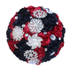 Wine Red And Black Satin Ribbon Rose Bouquet With Rhinestones