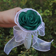 Camel Yellow Satin Ribbon Artificial Rose Mini Bouquet With Pearl Rhinestone Mesh