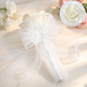 Camel Yellow Satin Ribbon Artificial Rose Mini Bouquet With Pearl Rhinestone Mesh