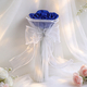 Camel Yellow Satin Ribbon Artificial Rose Mini Bouquet With Pearl Rhinestone Mesh