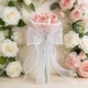Camel Yellow Satin Ribbon Artificial Rose Mini Bouquet With Pearl Rhinestone Mesh