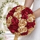 Wine Red Ribbon Artificial Rose Bouquet