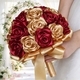 Wine Red Ribbon Artificial Rose Bouquet