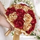 Wine Red Ribbon Artificial Rose Bouquet