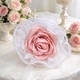 Pink Satin Ribbon Rose Tassel Bouquet With Pearl Mesh Lace