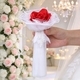 Pink Satin Ribbon Rose Tassel Bouquet With Pearl Mesh Lace