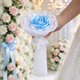 Pink Satin Ribbon Rose Tassel Bouquet With Pearl Mesh Lace